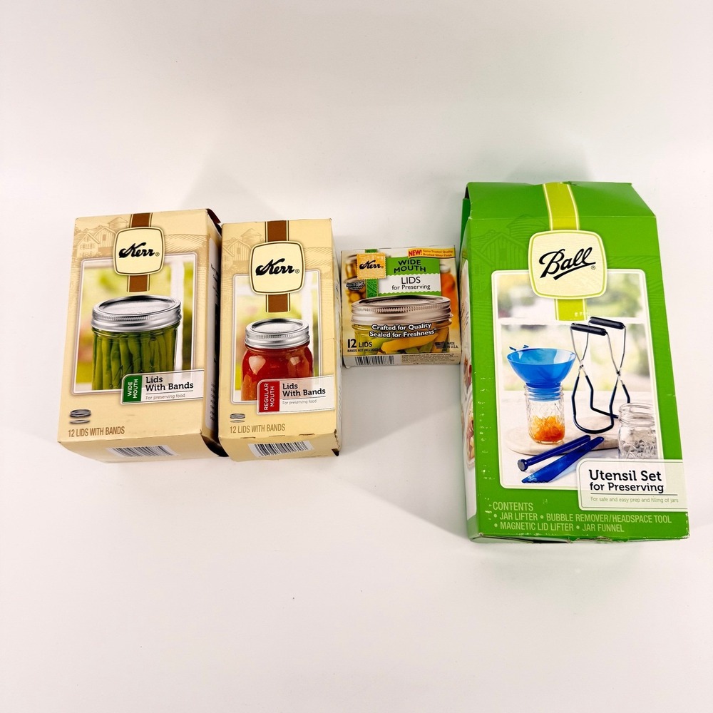 Kerr Ball Canning Starter Kit Bundle Wide Mouth Regular Lids Bands Utensil Set